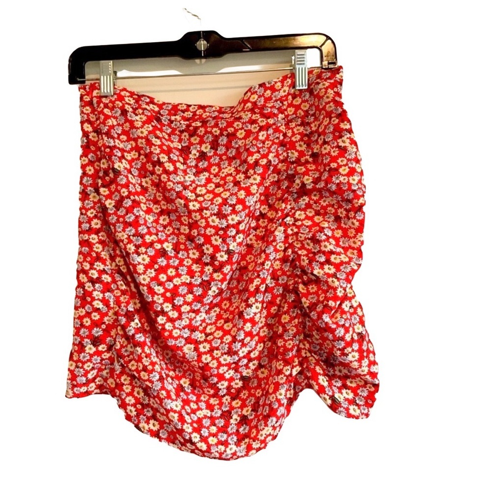 Ruched Drawstring Knot Ditsy Floral Skirt Size M. Mini Skirt Dainty Summer